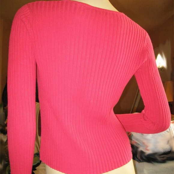 Vintage Y2K 90s Express Cardigan Sweater V-Neck Button Up Long Sleeve Neon Pink - Picture 9 of 9